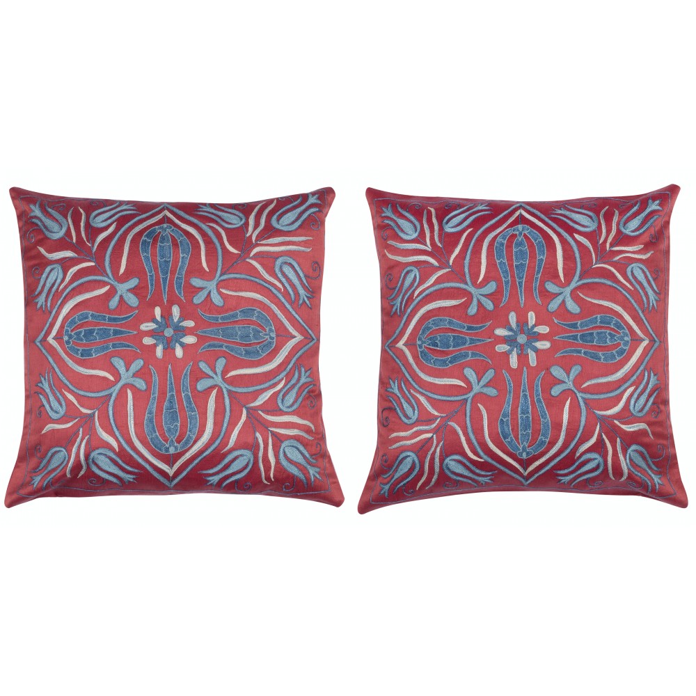 SET OF 2 - 100% Silk Cushion Covers. Embroidered Accent Pillows. Decorative Throw Pillows SET OF 2 - 100% Silk Cushion Covers. Embroidered Accent Pillows. Decorative Throw Pillows