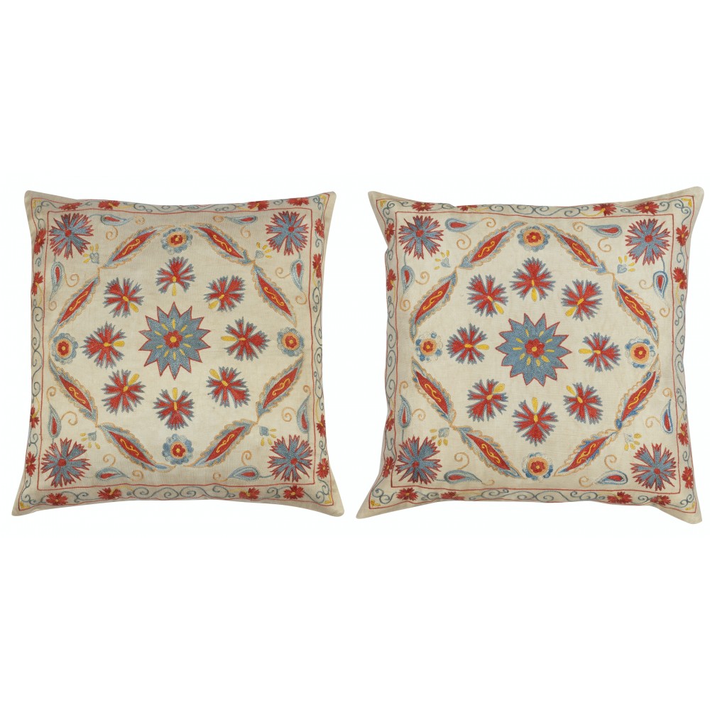 SET OF 2 - Embroidered 100% Silk Cushion Covers. Handmade Accent Pillows. Traditional Throw Pillows SET OF 2 - Embroidered 100% Silk Cushion Covers. Handmade Accent Pillows. Traditional Throw Pillows