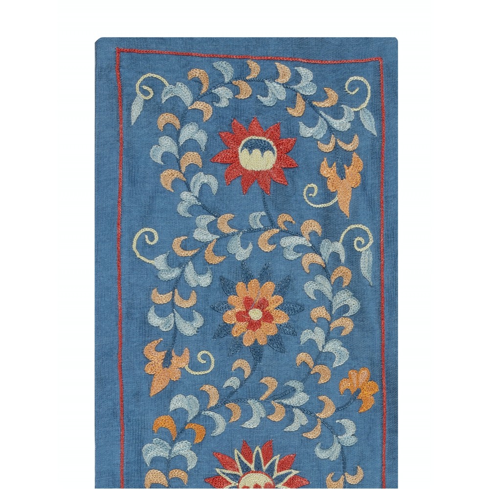 Embroidered 100% Silk Wall Hanging. Blue Traditional Tapestry Embroidered 100% Silk Wall Hanging. Blue Traditional Tapestry