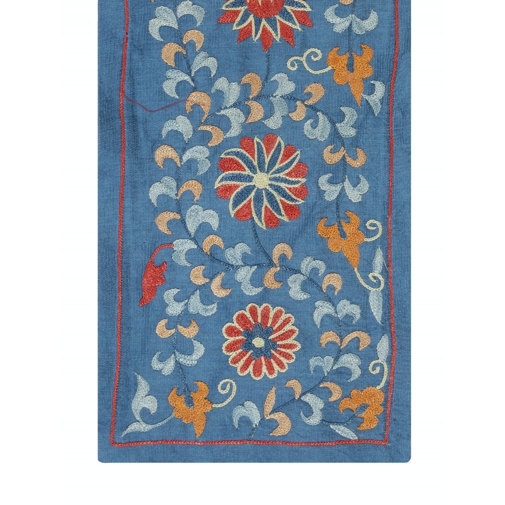 Embroidered 100% Silk Wall Hanging. Blue Traditional Tapestry Embroidered 100% Silk Wall Hanging. Blue Traditional Tapestry
