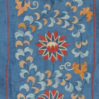 Embroidered 100% Silk Wall Hanging. Blue Traditional Tapestry Embroidered 100% Silk Wall Hanging. Blue Traditional Tapestry