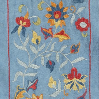 Embroidered 100% Silk Wall Hanging. Blue Traditional Tapestry Embroidered 100% Silk Wall Hanging. Blue Traditional Tapestry