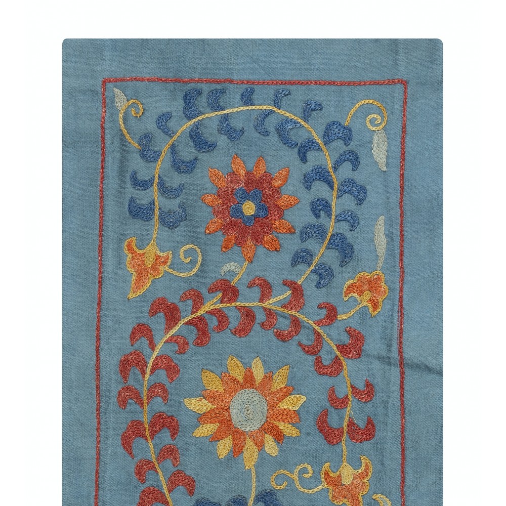 100% Silk Wall Hanging. Wall Decor. Blue Traditional Embroidered Tapestry 100% Silk Wall Hanging. Wall Decor. Blue Traditional Embroidered Tapestry