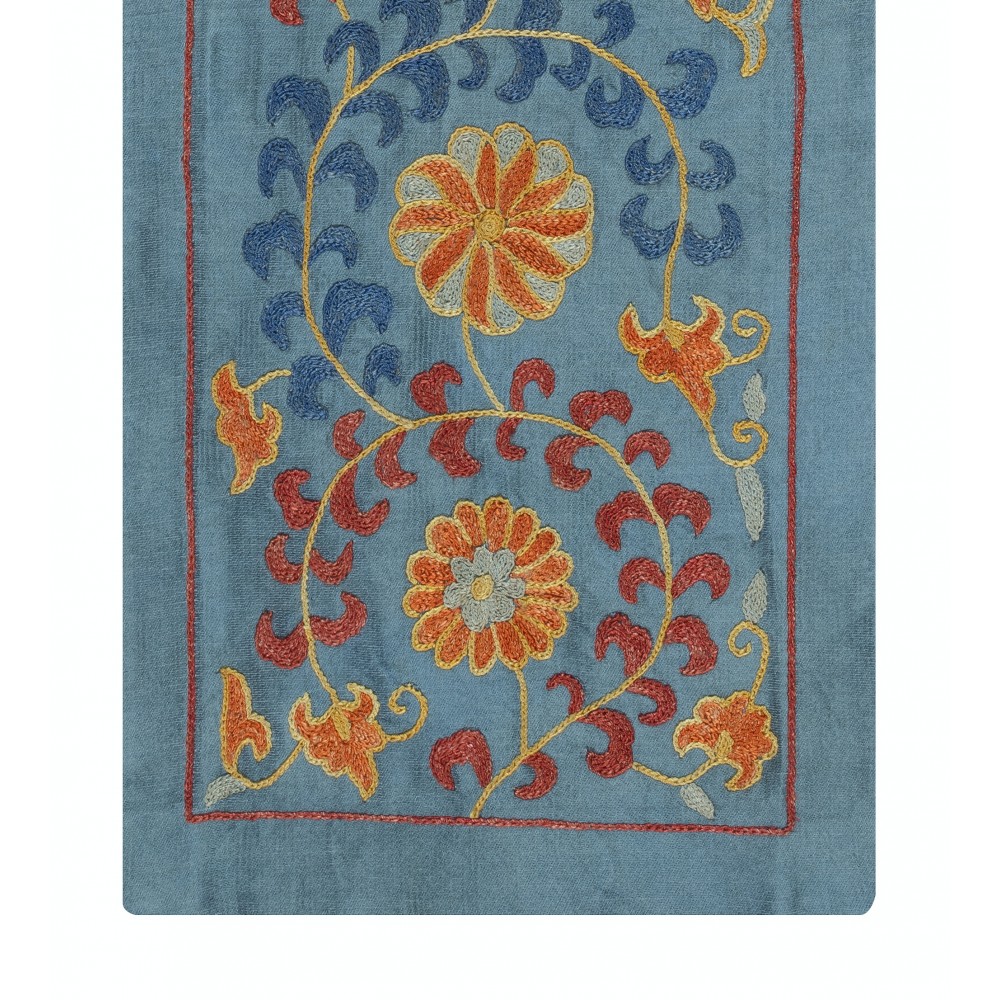 100% Silk Wall Hanging. Wall Decor. Blue Traditional Embroidered Tapestry 100% Silk Wall Hanging. Wall Decor. Blue Traditional Embroidered Tapestry