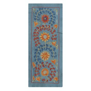 100% Silk Wall Hanging. Wall Decor. Blue Traditional Embroidered Tapestry