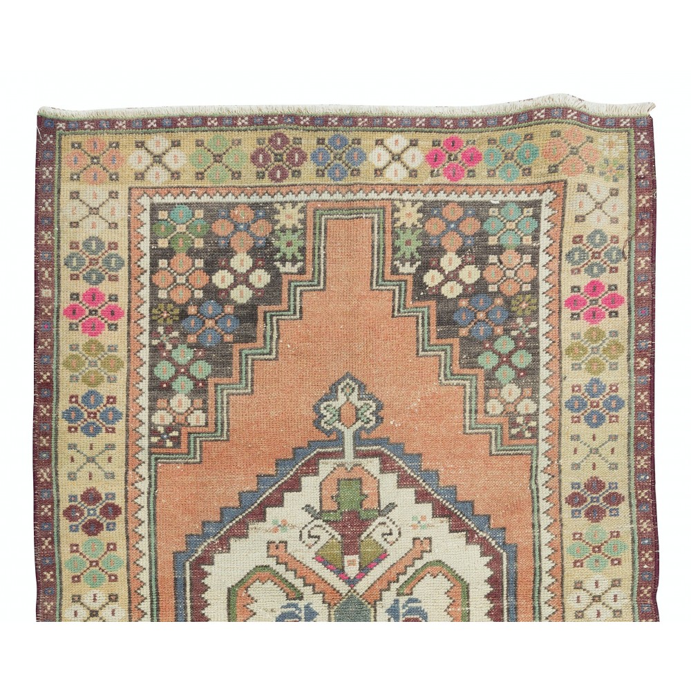 Vintage Oriental Rug, Handmade Tribal Style Wool Carpet