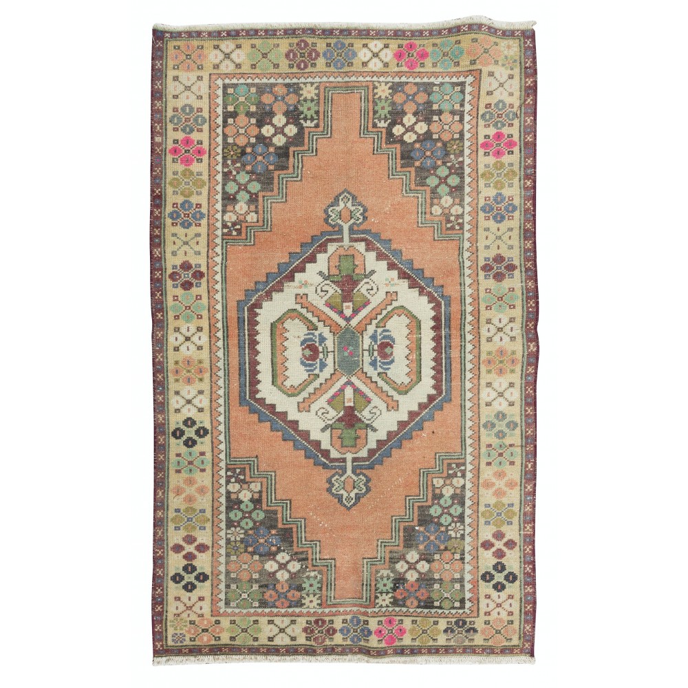 Vintage Oriental Rug, Handmade Tribal Style Wool Carpet