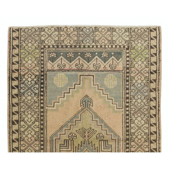 20th-Century Oriental Accent Rug, Handmade Wool Carpet with Tribal Style