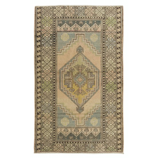 20th-Century Oriental Accent Rug, Handmade Wool Carpet with Tribal Style