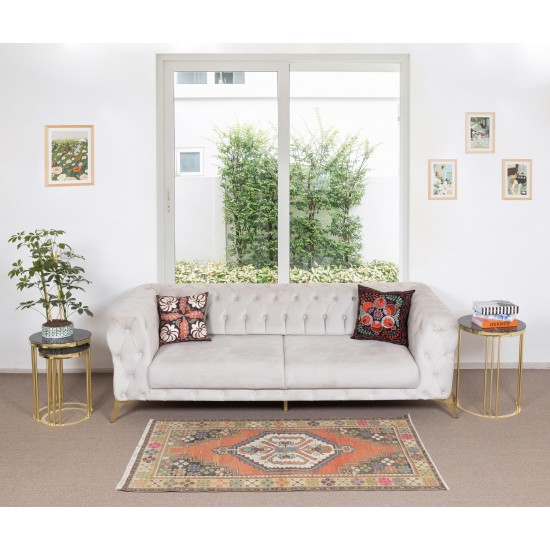 Hand Knotted Turkish Oriental Style Rug, Vintage Carpet Made of Wool Hand Knotted Turkish Oriental Style Rug, Vintage Carpet Made of Wool