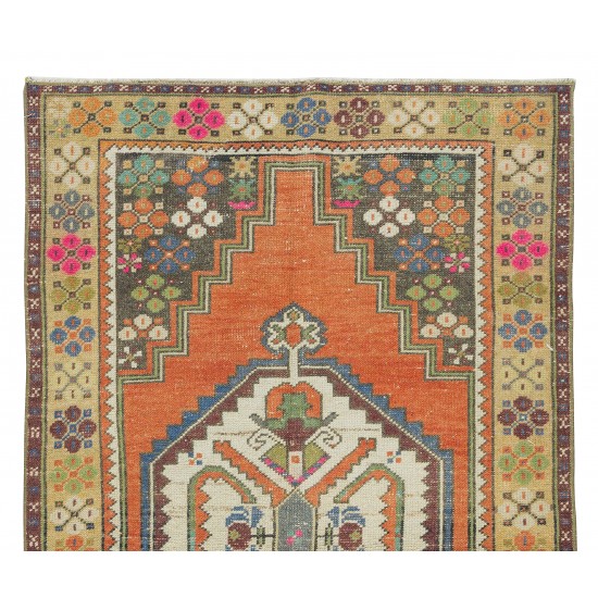 Hand Knotted Turkish Oriental Style Rug, Vintage Carpet Made of Wool Hand Knotted Turkish Oriental Style Rug, Vintage Carpet Made of Wool