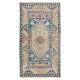 Traditional Geometric Pattern Turkish Wool Accent Rug, Vintage Handmade Cotton Carpet