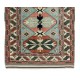 Vintage Handmade Geometric Patterned Turkish Rug, 100% Wool