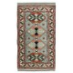 Vintage Handmade Geometric Patterned Turkish Rug, 100% Wool