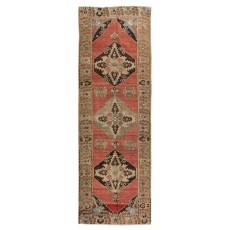 Traditional Vintage Turkish Karapinar Runner Rug for Hallway Decor. 100% Wool