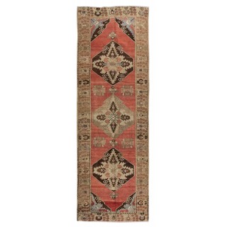 Traditional Vintage Turkish Karapinar Runner Rug for Hallway Decor. 100% Wool