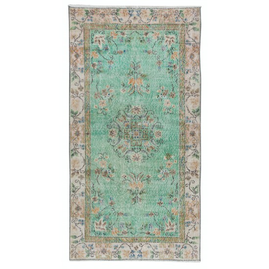 Hand-Knotted Vintage Wool Accent Rug, Art Deco Chinese Design Small Rug