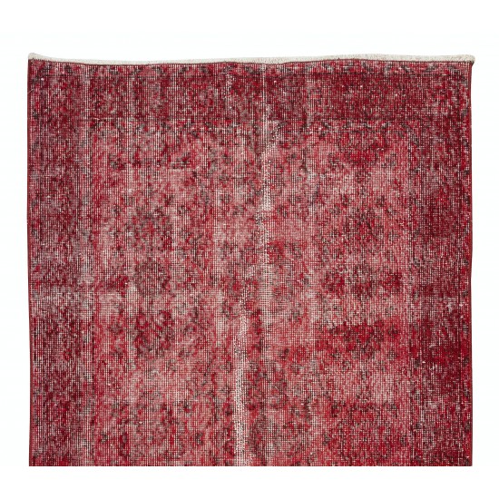 Handmade Turkish Rug Over-Dyed in Red, Decorative Vintage Carpet Handmade Turkish Rug Over-Dyed in Red, Decorative Vintage Carpet