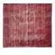 Handmade Turkish Rug Over-Dyed in Red, Decorative Vintage Carpet