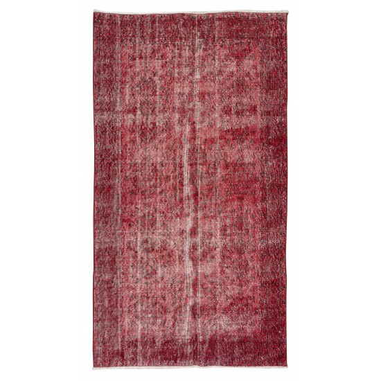 Handmade Turkish Rug Over-Dyed in Red, Decorative Vintage Carpet Handmade Turkish Rug Over-Dyed in Red, Decorative Vintage Carpet