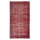 Handmade Turkish Rug Over-Dyed in Red, Decorative Vintage Carpet