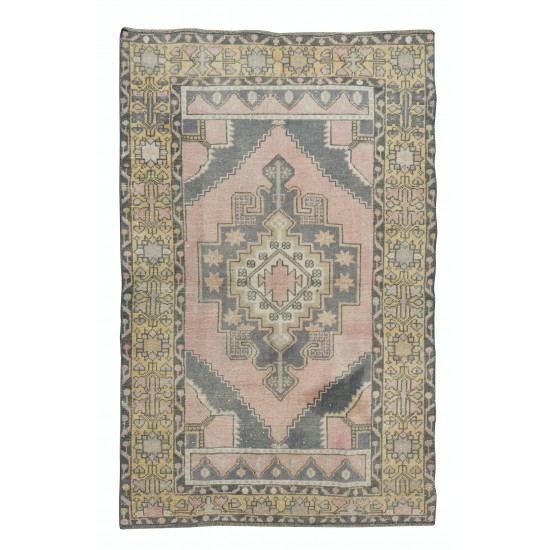 Traditional Vintage Hand-Knotted Central Anatolian Village Rug