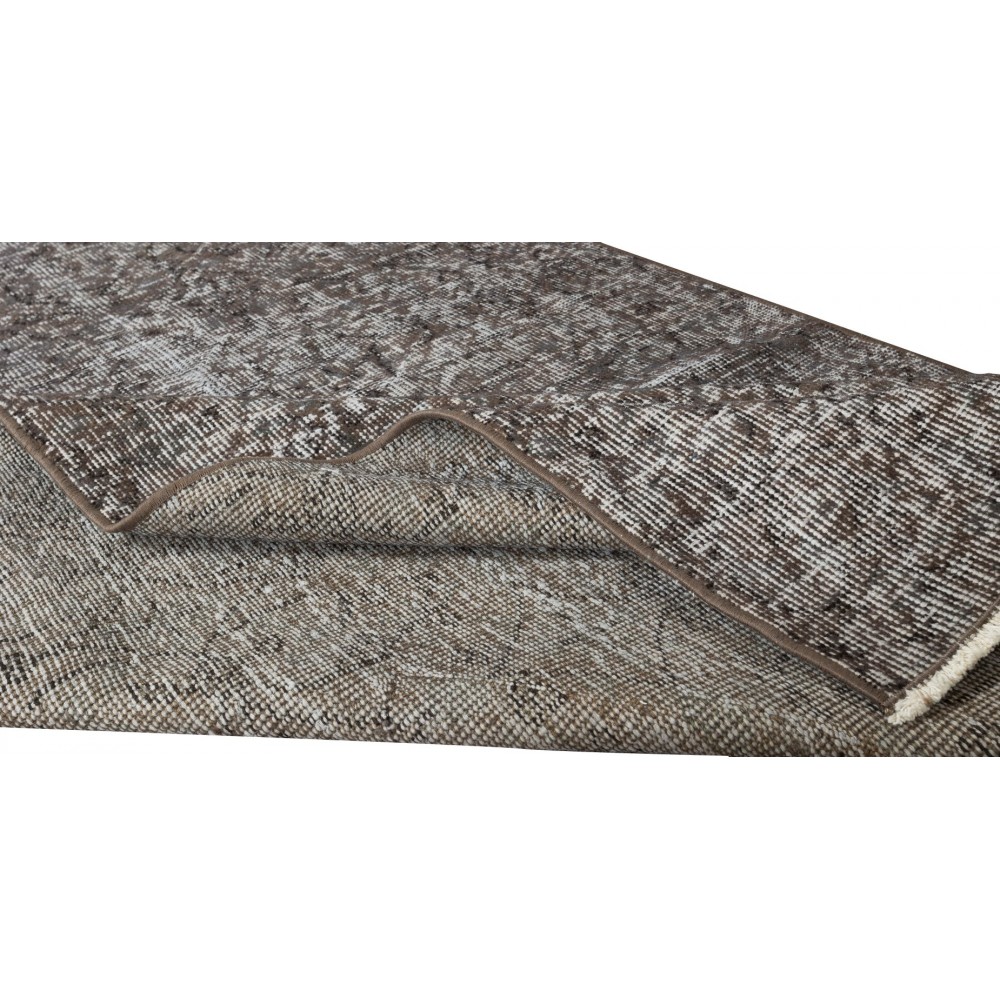 Modern Handmade Turkish Wool Area Rug Over-Dyed in Gray