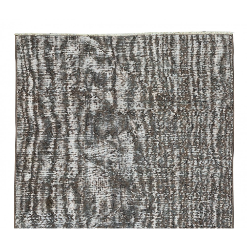 Modern Handmade Turkish Wool Area Rug Over-Dyed in Gray