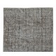 Mid-Century Handmade Turkish Wool Area Rug Over-Dyed in Gray 4 Modern Interiors