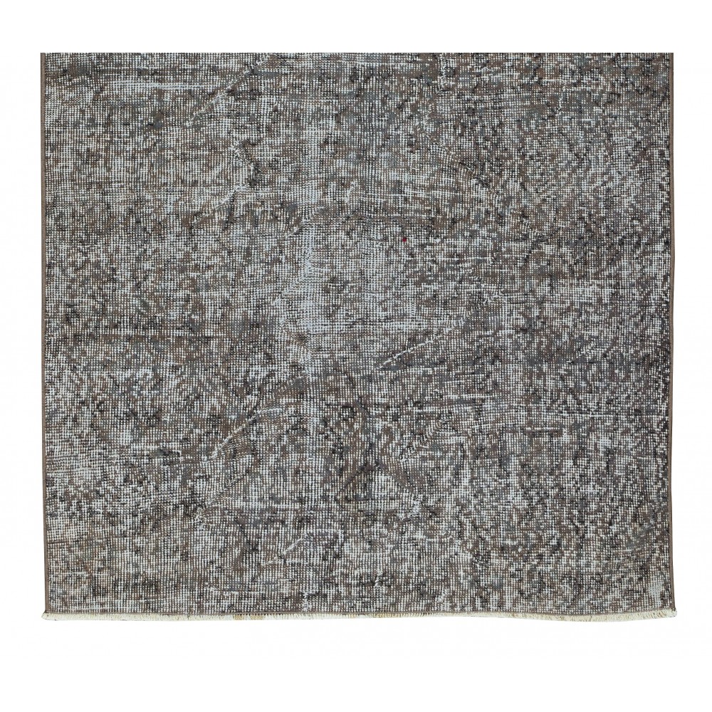 Modern Handmade Turkish Wool Area Rug Over-Dyed in Gray