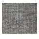 Modern Handmade Turkish Wool Area Rug Over-Dyed in Gray