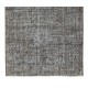 Mid-Century Handmade Turkish Wool Area Rug Over-Dyed in Gray 4 Modern Interiors