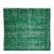 Hand-Knotted Vintage Turkish Rug Over-Dyed in Green, Ideal for Modern Home & Office Decor