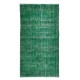 Hand-Knotted Vintage Turkish Rug Over-Dyed in Green, Ideal for Modern Home & Office Decor