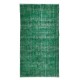 Hand-Knotted Vintage Turkish Rug Over-Dyed in Green, Ideal for Modern Home & Office Decor