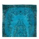 Hand Knotted Vintage Turkish Accent Rug Over-Dyed in Teal, Ideal 4 Modern Interiors