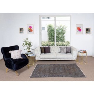Vintage Hand Knotted Turkish Wool Rug Over-Dyed in Brown. Modern Exclusive Carpet