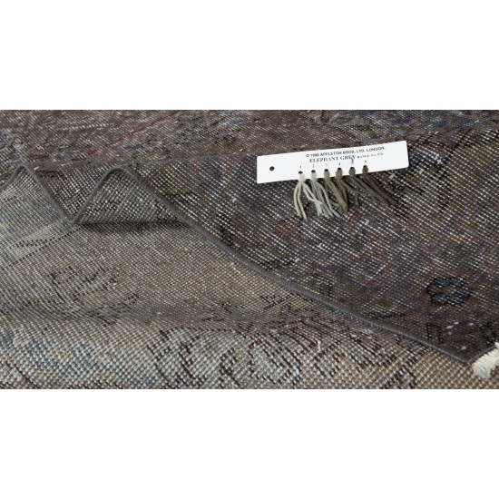 Hand Knotted Vintage Turkish Wool Rug Over-Dyed in Brown. Modern Exclusive Carpet Hand Knotted Vintage Turkish Wool Rug Over-Dyed in Brown. Modern Exclusive Carpet