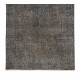 Hand Knotted Vintage Turkish Wool Rug Over-Dyed in Brown. Modern Exclusive Carpet