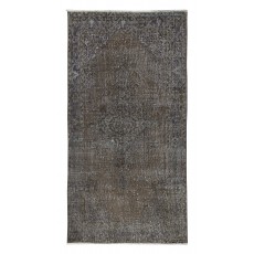 Vintage Hand Knotted Turkish Wool Rug Over-Dyed in Brown. Modern Exclusive Carpet