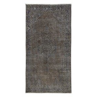 Vintage Hand Knotted Turkish Wool Rug Over-Dyed in Brown. Modern Exclusive Carpet