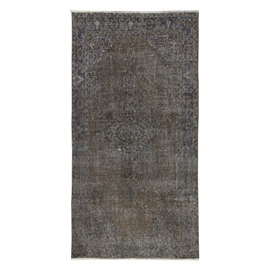 Hand Knotted Vintage Turkish Wool Rug Over-Dyed in Brown. Modern Exclusive Carpet Hand Knotted Vintage Turkish Wool Rug Over-Dyed in Brown. Modern Exclusive Carpet