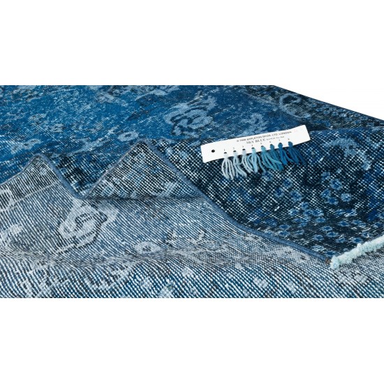 Hand Knotted Vintage Turkish Accent Rug Over-Dyed in Navy Blue, Ideal 4 Modern Interiors Hand Knotted Vintage Turkish Accent Rug Over-Dyed in Navy Blue, Ideal 4 Modern Interiors