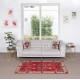 Handmade Turkish Rug in Red & Beige Colors, Art Deco Chinese Design Small Rug