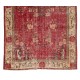 Handmade Turkish Rug in Red & Beige Colors, Art Deco Chinese Design Small Rug