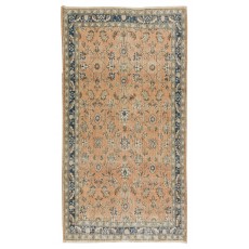 Handmade Floral Pattern Turkish Rug, Authentic Vintage 1960s Wool Carpet