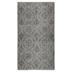 Modern Handmade Turkish Wool Area Rug Over-Dyed in Gray