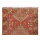 Vintage Hand Knotted Geometric Turkish Traditional Rug in Red