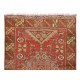 Vintage Hand Knotted Geometric Turkish Traditional Rug in Red