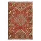 Vintage Hand Knotted Geometric Turkish Traditional Rug in Red